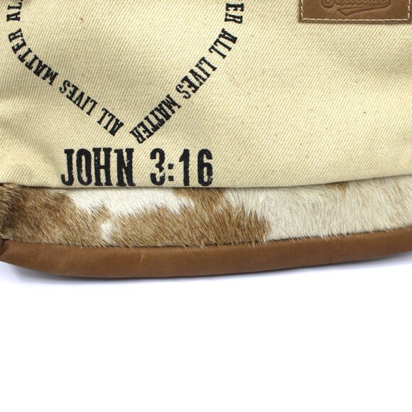 Bible Cowhide John 3:16 Carrying Bag w/Adjustable Shoulder Strap & Zip Pockets - Picture 3 of 7